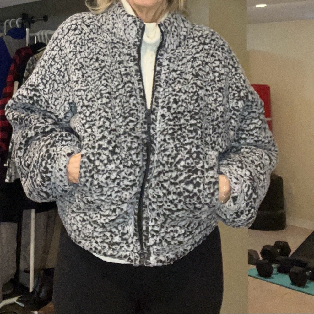 Express Black and White Teddy Jacket